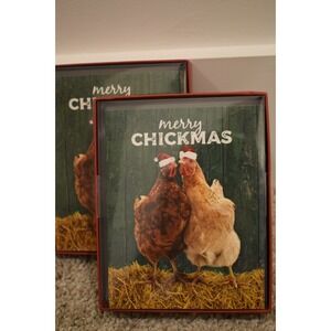 Chicken in Santa Hat Christmas Greeting Cards w/ Envelopes 18 Pack 4.25" x 5.5"